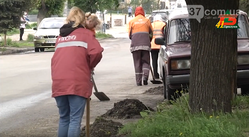 Прибирання землі у прибордюрній зоні.